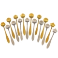 Silver and gold flower poons